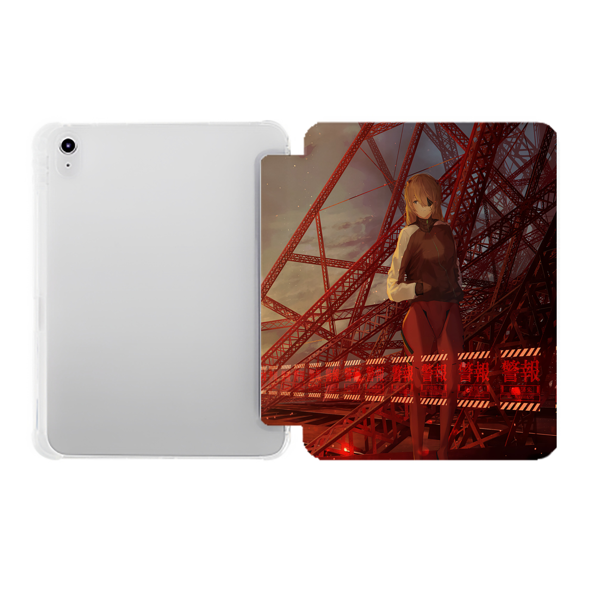 （画像用） EVA 新世紀エヴァンゲリオン IPad ケース ペン収納付き 三つ折りスタンド PUレザー×シリコン 対応機種9.5/10.5/10.9インチ